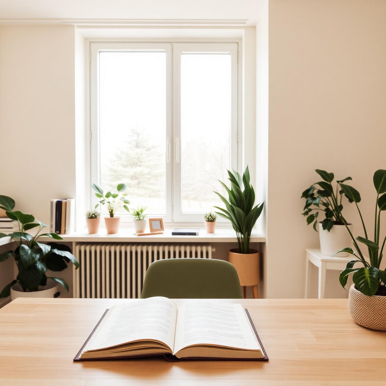 A bright, warm Suncrest Immigration consultation room with plants and a window